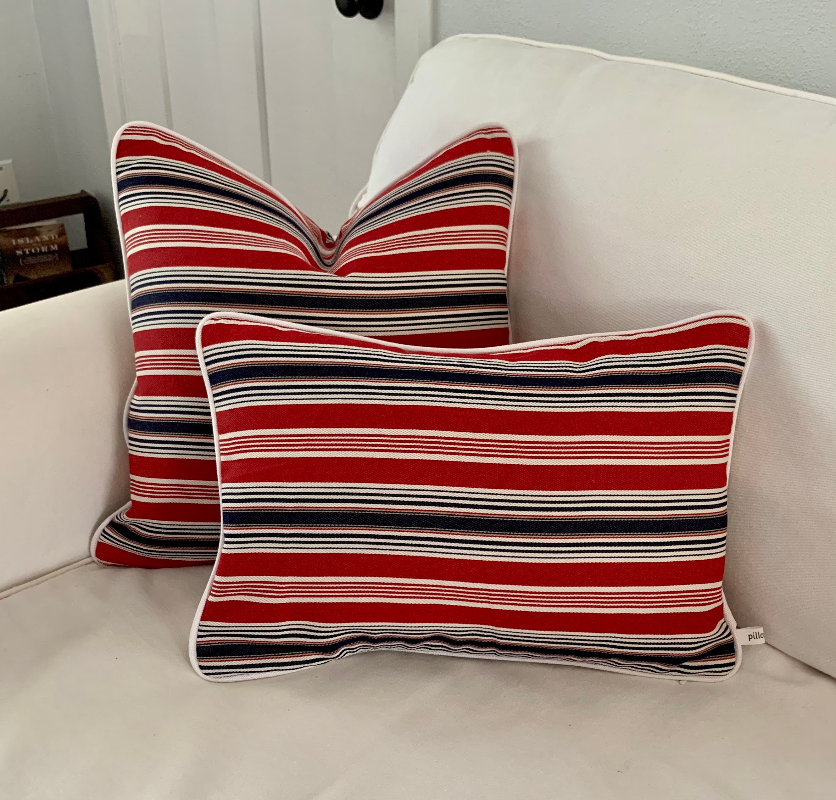 Striped pillows red white and blue pillow cushions nautical Etsy