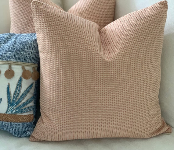 Orange Pillow Cover With Mini Checks Modern Farmhouse Pillows