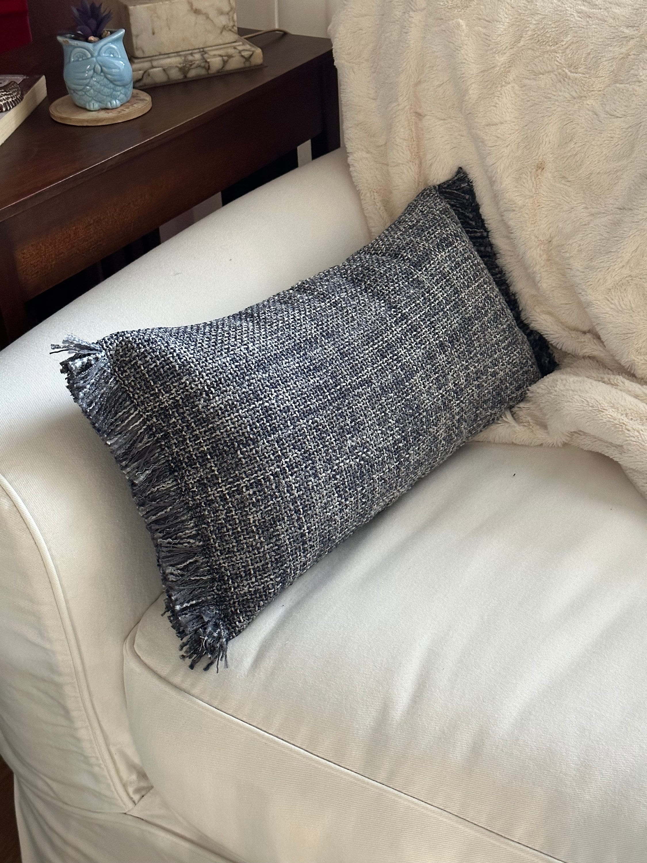 Wool Throw Pillow Cover - Grey Accent –