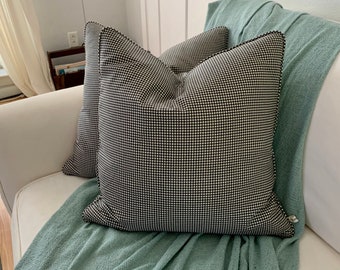 Black and white check pillow cover, neutral decor, modern farmhouse style cushion cover, 20 x 20 inch