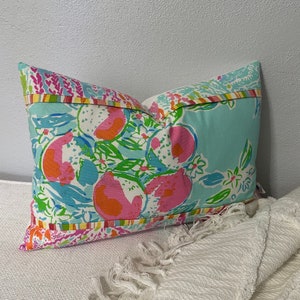 Lilly Pulitzer Pink Lemonade, Boho Chic Aqua Pink Pillow Cover