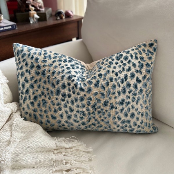 Blue Cheetah Pillow Etsy