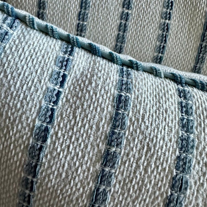 Striped Chenille Pillow Cover in Coastal Blue & Navy, 14x24 inch, Stylish Home Decor Accessory, Perfect Birthday Gift for Home Lovers image 10