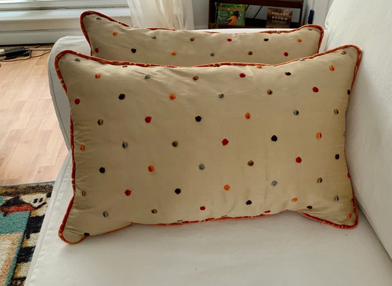 Polka dot pillow pillow with dots gold pillow kidney Etsy