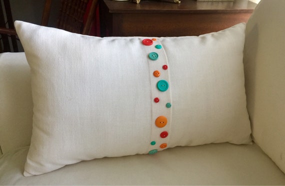 Button trimmed pillow cover14x24 14x24 pillow cover | Etsy