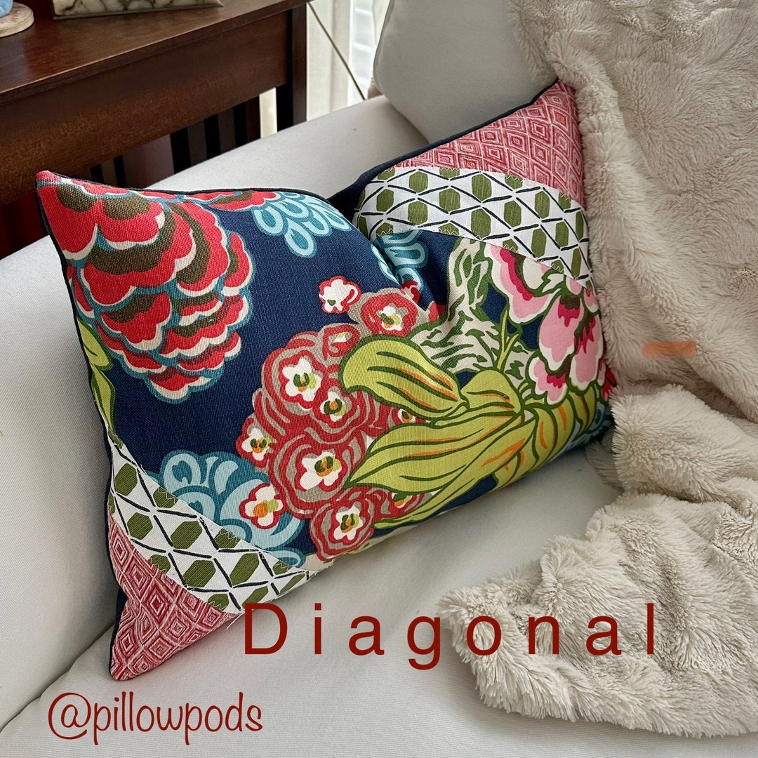 Thibaut Honshu Pillow Cover in Navy, Dynasty Collection, Boho Chic