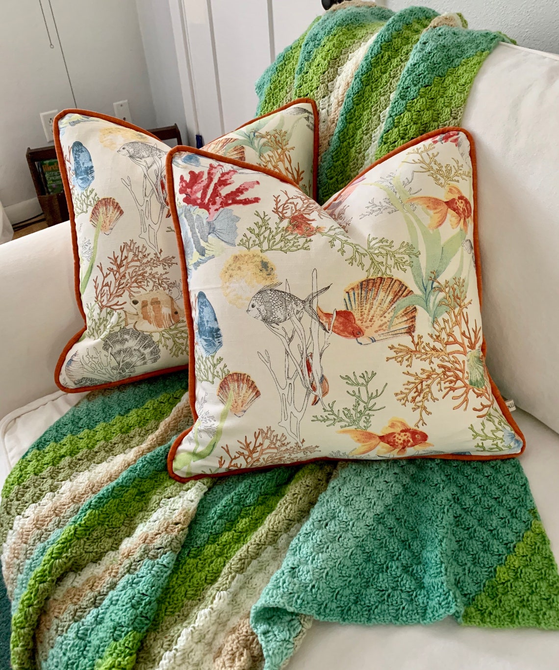 Tropical fish pillow cover pillow with fish coastal decor Etsy