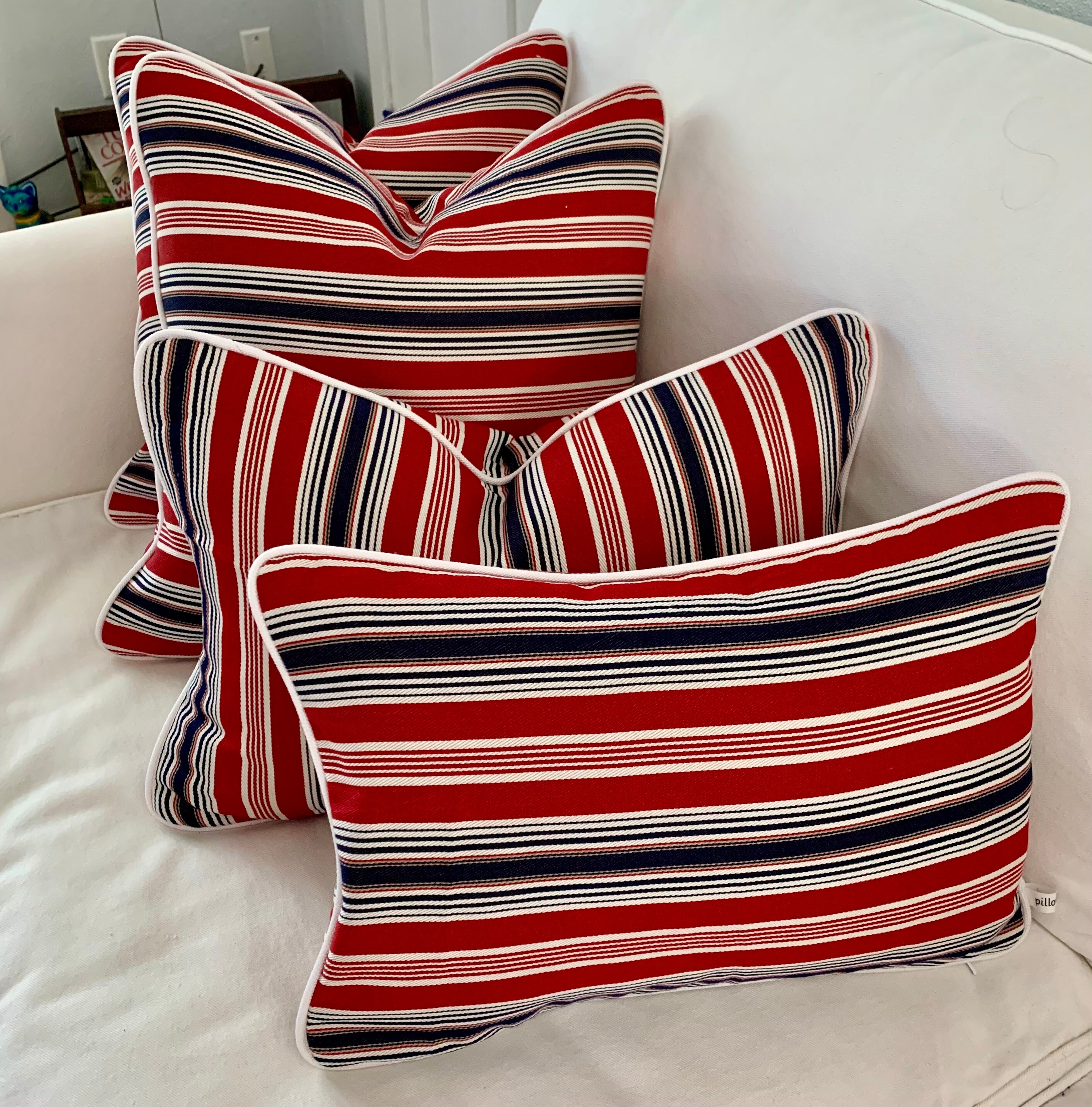 Striped pillows red white and blue pillow cushions nautical Etsy