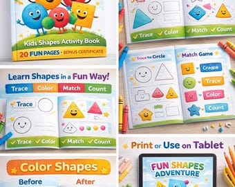 Kids Shapes Drawing Activity Book | Step-by-Step Fun Learning (PDF Download)