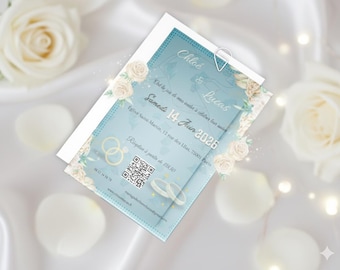 Invitation de Mariage : Modèle Floral Pourpre Personnalisable