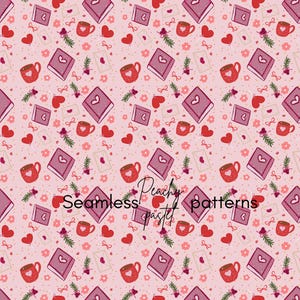 Valentine Seamless Pattern ,Pink & Red Hearts Valentine’s Day Digital Paper Download ,Gift Wrap Fabric Card Design