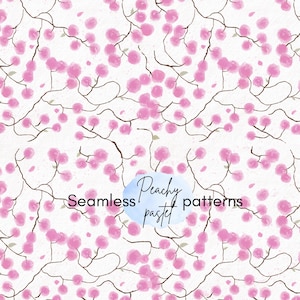 Cherry Blossom Seamless Pattern, Pink Floral Digital Paper, Pastel Spring Fabric Print, Soft Feminine Background, Nursery Fabric Design