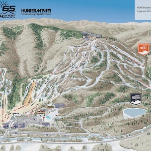 Hunter Mountain Ski Map on Blackback Fabric