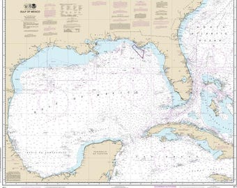 Carta náutica NOAA 411 del Golfo de México (impermeable)