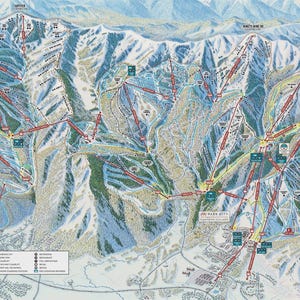 Park City Ski Map on Blackback Fabric