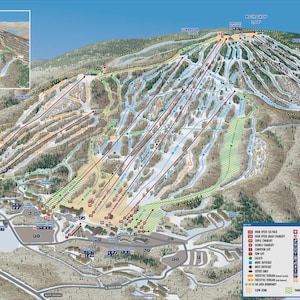 Mount Snow Ski Map on Blackback Fabric