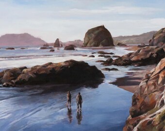 GICLEE Fine Art Limited Edition Reproduction - Ocean Art - Oil Painting Print - "Moonstone Beach Stroll II"