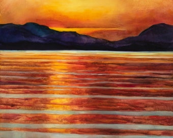 GICLEE Fine Art Reproduction - Ocean Sunset Art - Oil Painting Print "Salt Spring Evening"