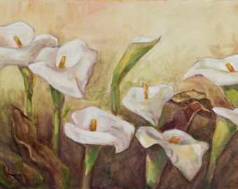 GICLEE Fine Art Limited Edition Reproduction - Botanical Floral Art - Calla Lily - Oil Painting Print "Stirrings of Hope"