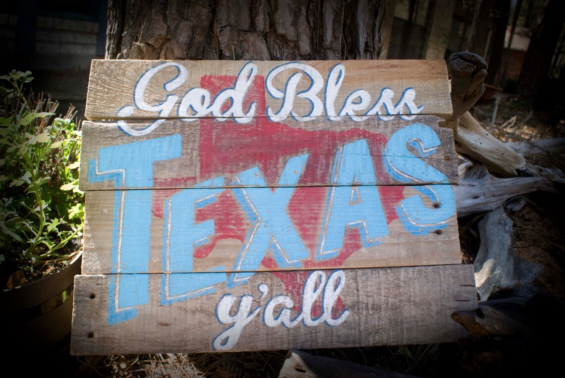 God Bless Texas Reclaimed Wood Sign - Etsy