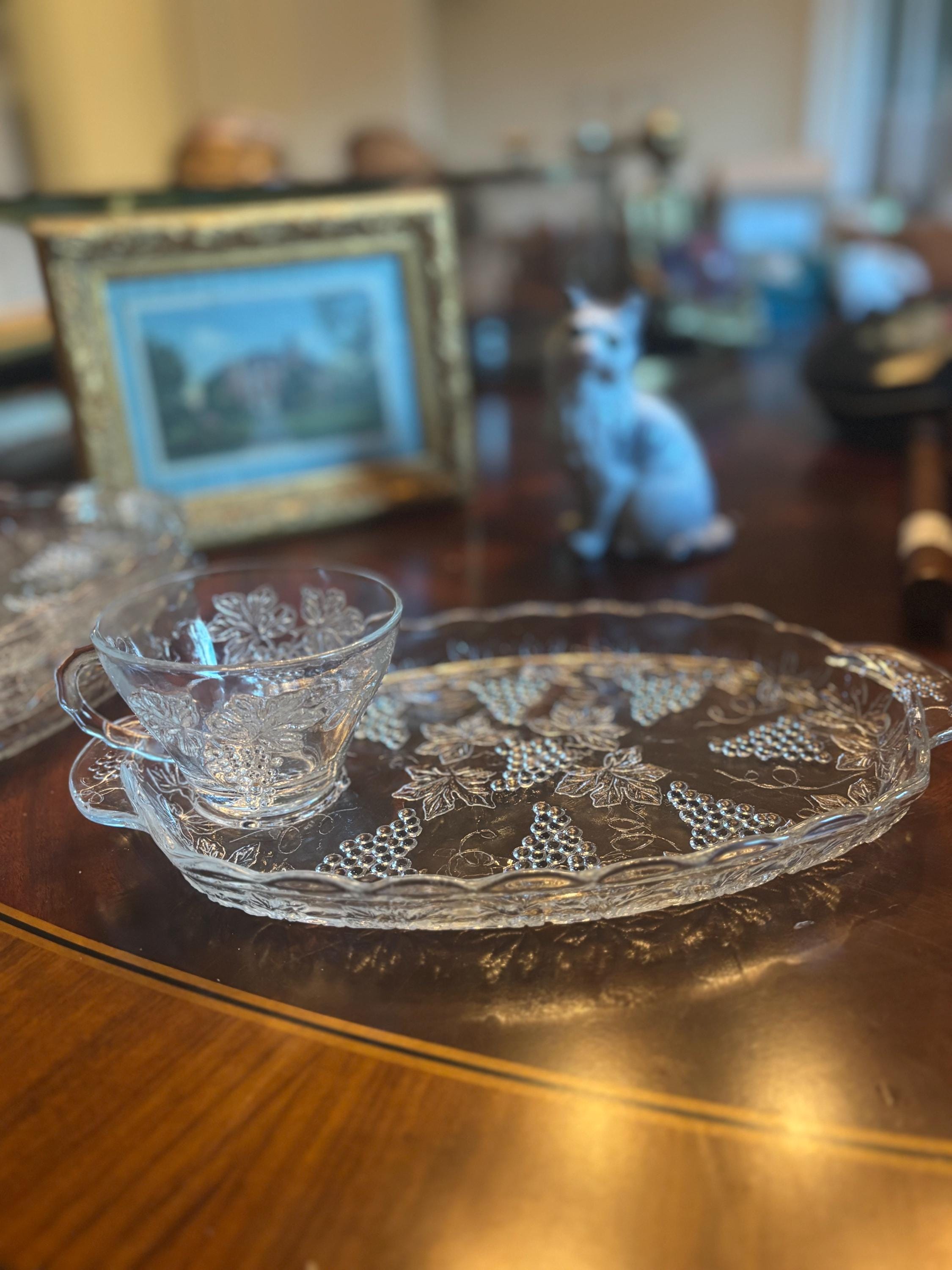 ヴィンテージ アンカーホッキング プレスガラス スナックセット