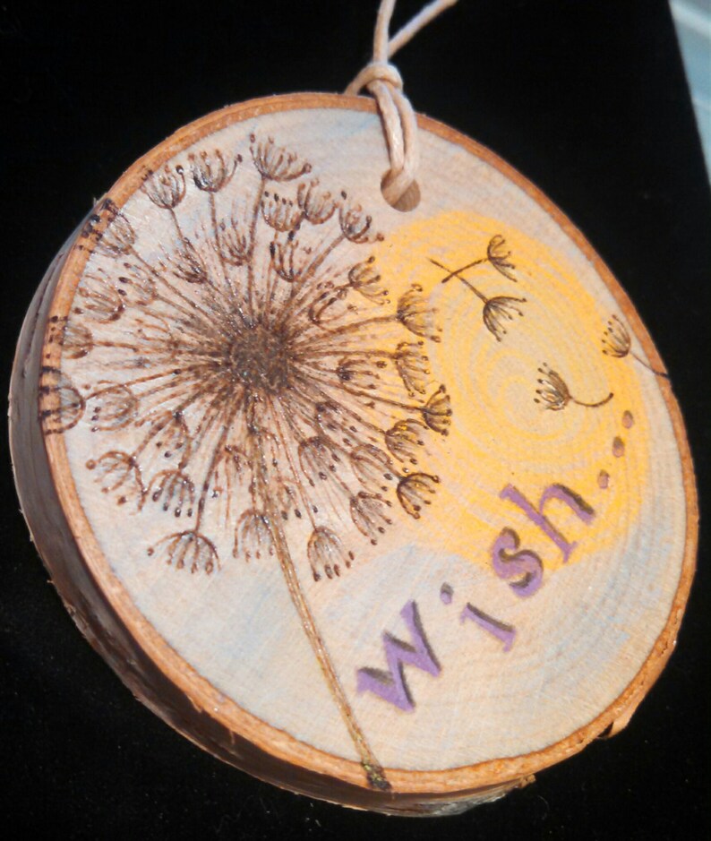 Dandelion Wish Wood Burned Ornament Etsy