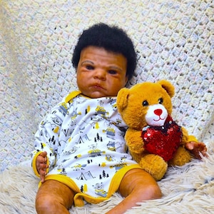 Reborn black newborn baby boy doll ethnic AA OOAK Ready to Ship