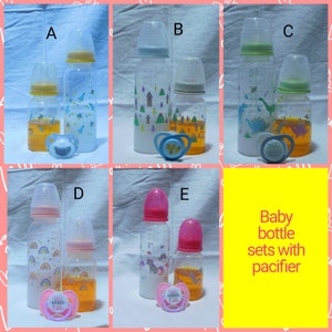 Reborn baby doll bottles fake milk and juice with pacifier photo prop OOAK Ready to ship