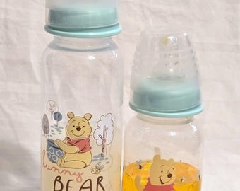 Reborn baby bottle set Winnie the Pooh fake milk apple juice pacifier Ready-to-ship OOAK