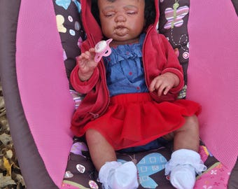 Reborn baby girl doll Newborn full body baby black anatomically correct Art doll OOAK