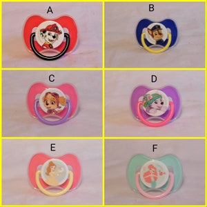 Reborn Baby Disney pacifier Full Magnetic or Putty You Choose Marshall Chase Skye Everest princess Ariel Belle Ready-to-ship OOAK