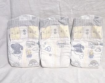 Reborn baby newborn baby diapers set of 3 Pampers Elephants Ready-to-ship OOAK