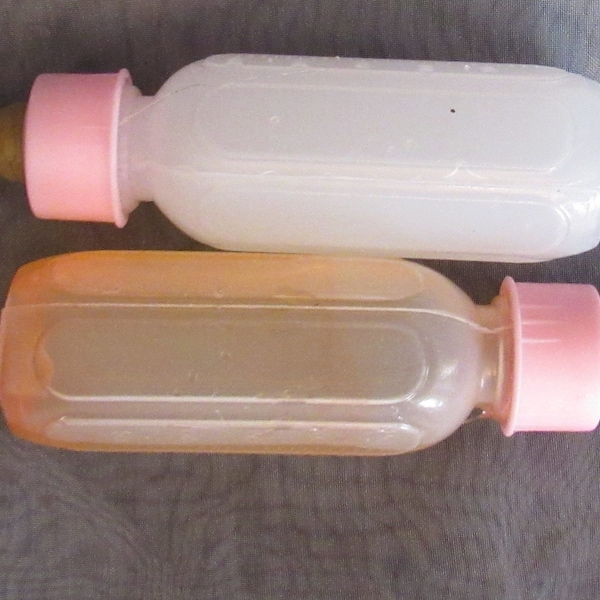 Reborn baby doll pink MICRO preemie fake milk and apple juice bottles photo prop OOAK Ready to ship