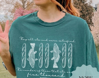 Jesus Feeds 5000 Shirt - Loaves and Fishes T-Shirt - Comfort Colors Christian Tee - Christian Gift for Women - Fisherman Aesthetic Tee