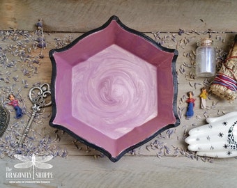 Marbled Hexagon Tray | Lavender Rose Swirl
