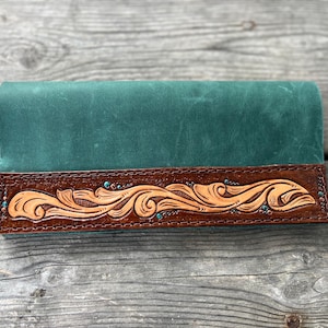 Cartera de cuero, Cuero genuino, Fabricada en Maine, Tarjetero estilo occidental, Billetera para dinero, Hecha a mano, Regalos para ella, Cartera para mujer,