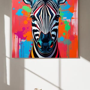 Abstract Zebra Wall Art – Modern Animal Painting for Home or Office Decor