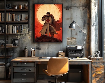 Medieval Knight Wall Art | Templar Crusader Poster | Armor Warrior Print | Historical Fantasy Decor | Gothic Castle Art | Knight Gift Him