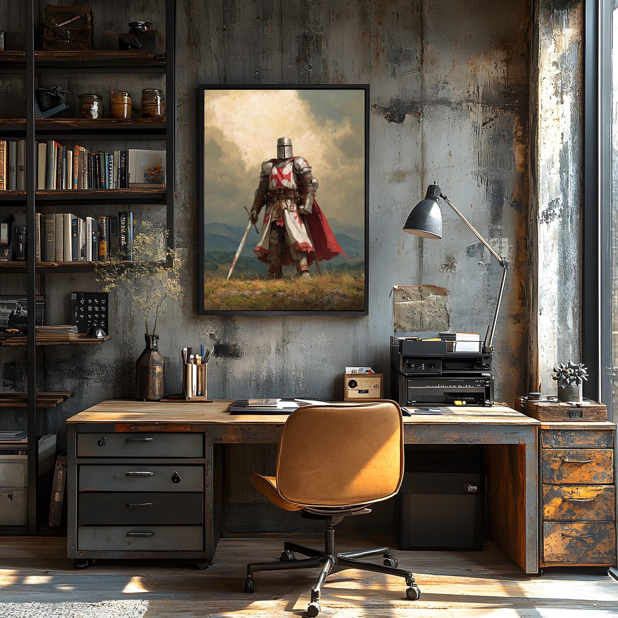Medieval Knight Wall Art | Templar Crusader Poster | Armor Warrior ...