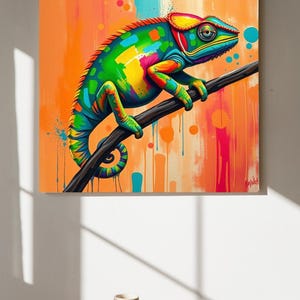 Colorful Chameleon Wall Art Print | Abstract Reptile Poster | Vibrant Animal Artwork