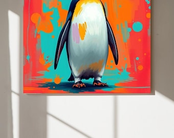 Colorful Penguin Wall Art Print | Modern Abstract Penguin Poster | Vibrant Animal Artwork