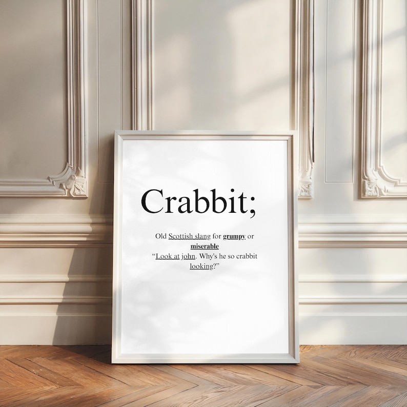 Minimalist Definition Print | Funny Scottish Slang Wall Art | Humorous ...