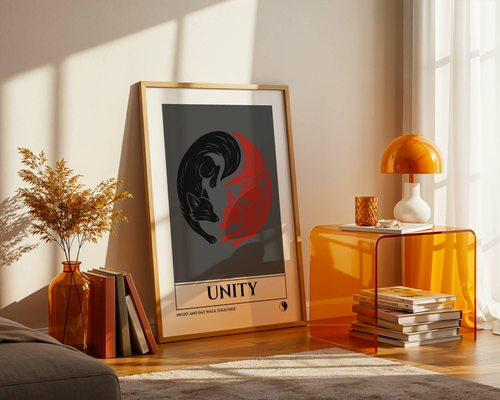 UNITY – Yin Yang Fox Art Print | Red + Black Foxes | Spiritual Animal ...
