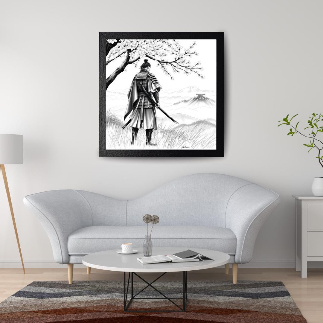 Black and White Samurai Wall Art - Japanese Warrior Poster | Zen ...