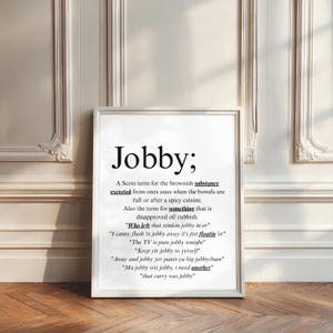 Stampa minimalista con definizione / Divertente arte murale con slang scozzese / Poster tipografico umoristico / Regalo per amici / Frasi gergali