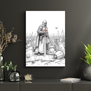 Templar Knight Poster: Medieval Crusader Art for Office or Man Cave