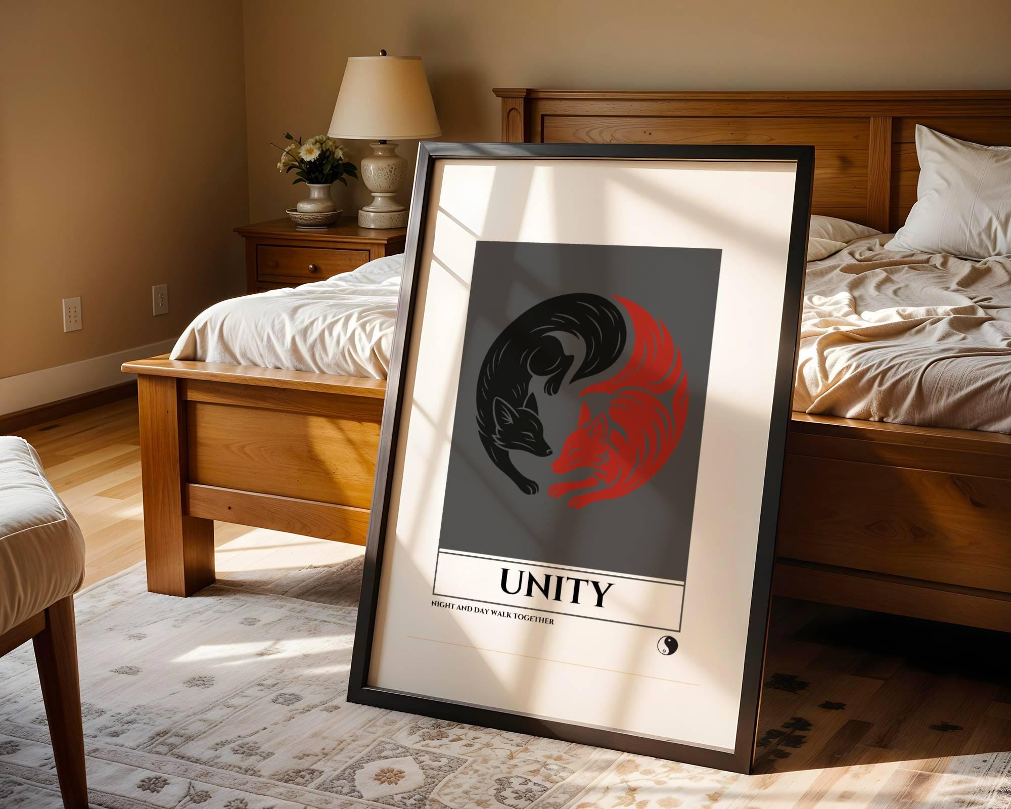 UNITY – Yin Yang Fox Art Print | Red + Black Foxes | Spiritual Animal ...