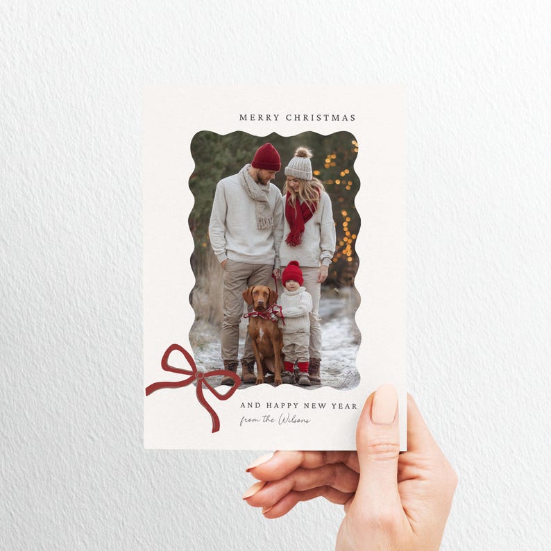 Editable Christmas Card Template | Modern Holiday Photo Card With Red ...