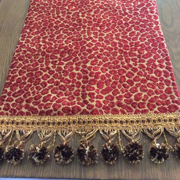 Red Leopard Print Table Runner | Red and Gold Tablecloth | Modern House Décor | Luxurious Table Runner | Custom Handmade Designs