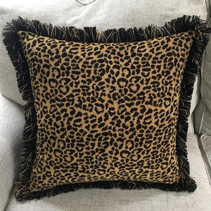 Solid Leopard Pillow (shown in back) | Leopard Print Design | Custom Handmade Design
